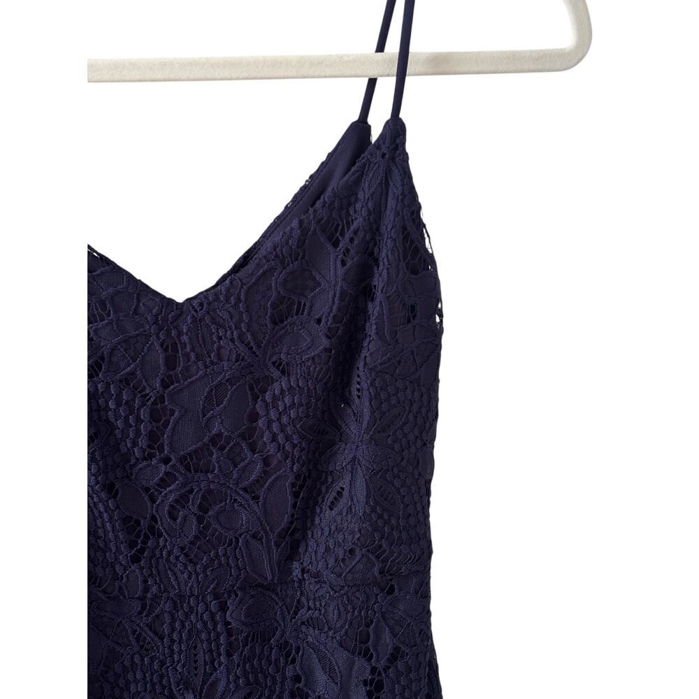 GUESS Los Angeles Navy Blue Lace Mini Dress Spaghetti Strap Size 0 - Picture 8 of 11